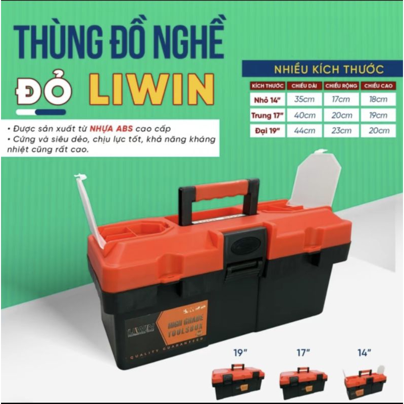 Thùng đựng đồ nghề đỏ LIWIN
