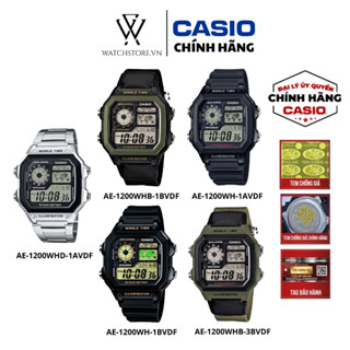 Đồng Hồ Nam CASIO AE-1200 Sang Trọng Đa Năng Quartz Mặt Kính Nhựa Vuông 42.1mm Chống Nước Vỏ Nhựa Chống Nước Chính Hãng