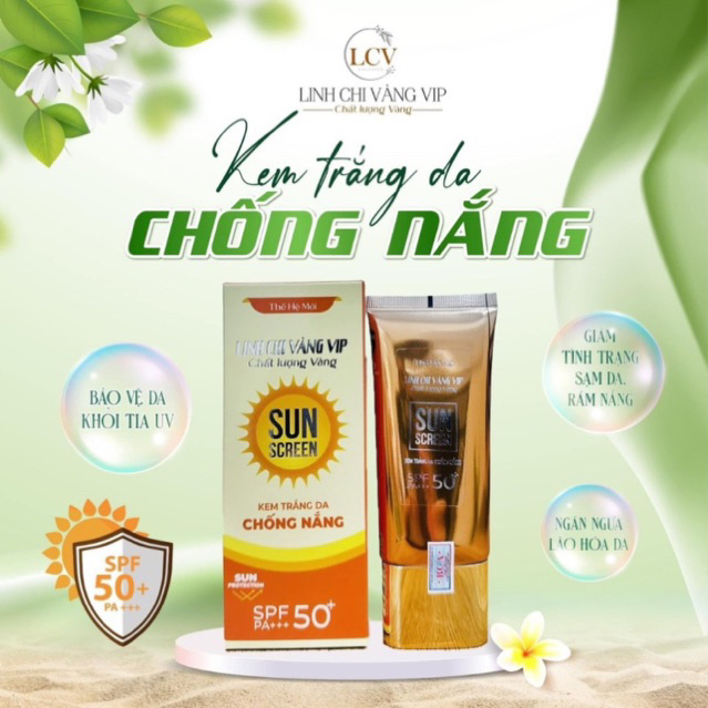 Kem Chống Nắng Trắng Da Linh Chi Vàng Sun Cream Nâng Tông SPF 50+ CHAMDA VIP-28