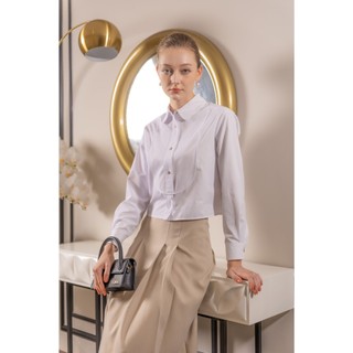 Áo sơ mi trắng nữ SPEARL dáng croptop phong cách trẻ trung - 23SF36896245