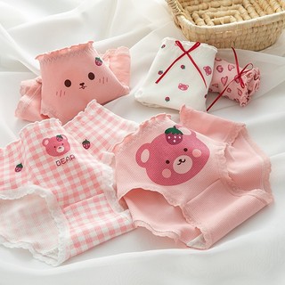 Combo 10 Quần Lót Cotton Nữ Thông Hơi họa tiết Gấu Hồng