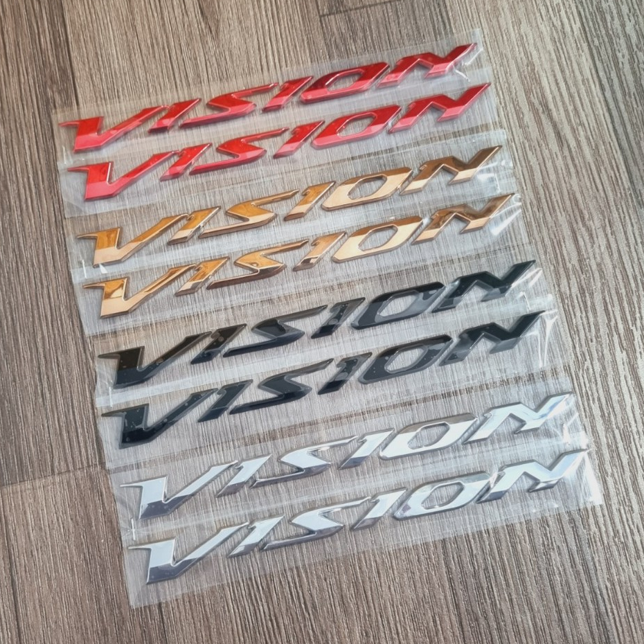 Bộ tem chữ nổi VISION dán xe Honda Vision đời 2015 đến 2019 chất liệu nhựa cứng mạ crom bóng