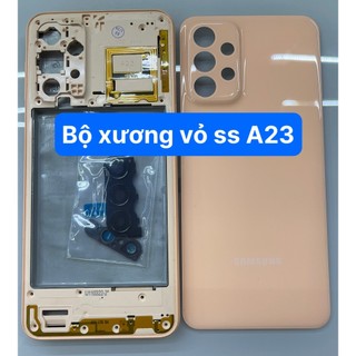 Bộ xương+ vỏ+khay sim+kính camera+phím điện thoại sam sung a23-lên máy đẹp
