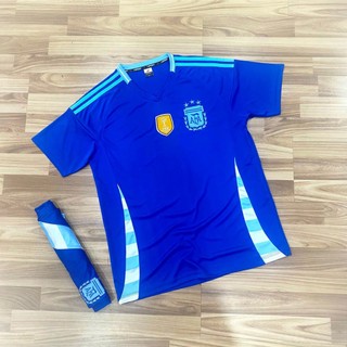 Quần áo đá banh Argentina 2024 màu xanh CÓ IN TÊN SỐ