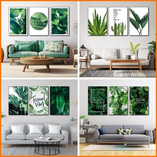 [HCM] Combo tranh treo tường lá xanh- Tranh treo tường giá xưởng -Tặng kèm đinh 3 chân chuyên dụng không cần khoan tường