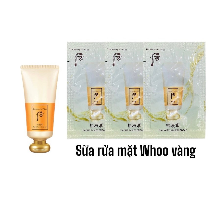 10 gói sữa rửa mặt Whoo vàng