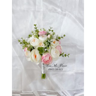 Hoa cưới cầm tay cô dâu bằng lụa cao cấp, hoa cưới hoa mao lương trắng mao lương hồng - Mẫu mới