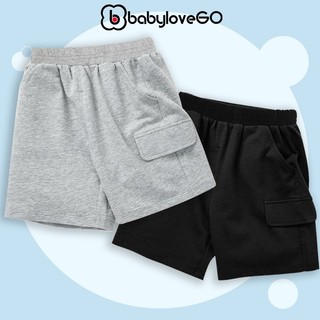 Quần đùi bé trai BabyloveGO quần short cho bé túi nắp giả cạp chun co giãn mềm mịn thoáng mát QT002