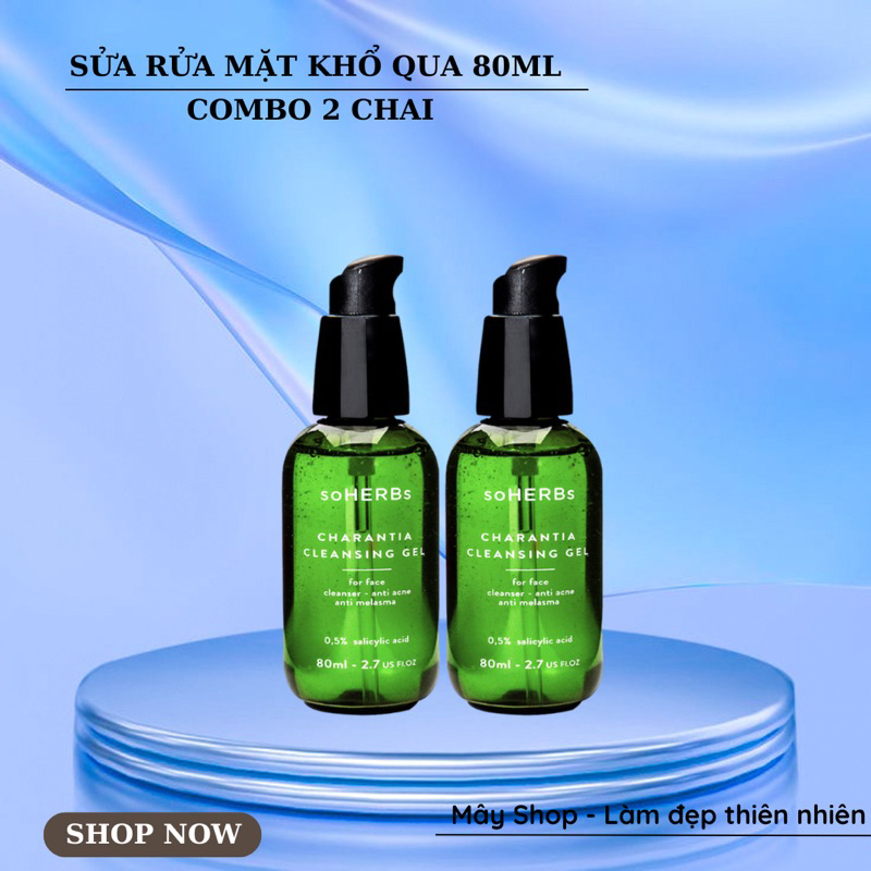 Combo 2 chai sửa rửa mặt khổ qua Soherbs 80ml, sạch sâu, kiềm dầu, the mát, ít bọt, ngăn ngừa mụn