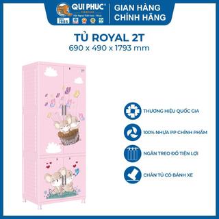  Tủ nhựa treo quần áo ROYAL 2 tầng, 100% nhựa chính phẩm, an toàn cho bé
