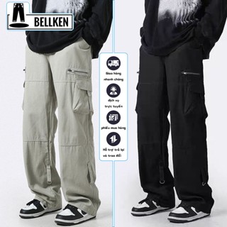 BELLKEN quần ống hộp quần ống rộng nam vải mềm quần cargo pants Unisex nam nữ Quần kaki túi hộp ống rộng form suông