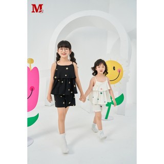 Bộ quần áo bé gái hai dây họa tiết sao chất liệu cotton thoáng mát thời trang M2 DFM0324