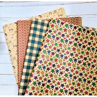   Set 10 tờ  Giấy kraft hoạ tiết gói quà backround vintage loại dày khổ lớn 72x51cm 