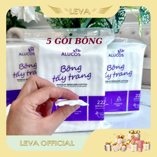  5 Gói Bông tẩy trang Alucos 222 miếng vuông tròn quốc dân chính hãng BTT05 