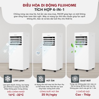 Máy lạnh đứng di động Fujihome PAC09 điều hòa thông minh làm lạnh 2600W - Kết nối wifi - BH 24 tháng