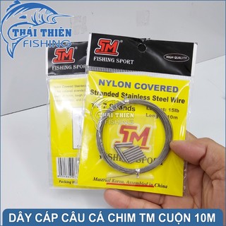 Dây cáp lụa tm dùng câu cá chim và các loại cá răng sắc bén vỉ 10m