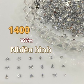 Gói 1400 viên đá mini chân bằng nhiều hình trang trí móng tay ( resin giả đá dùng luyện tập nail tiết kiệm chi phí )