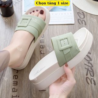 Dép quai ngang nữ Khóa A37, dép sandal nữ độn đế 5cm Chọn tăng 1 size