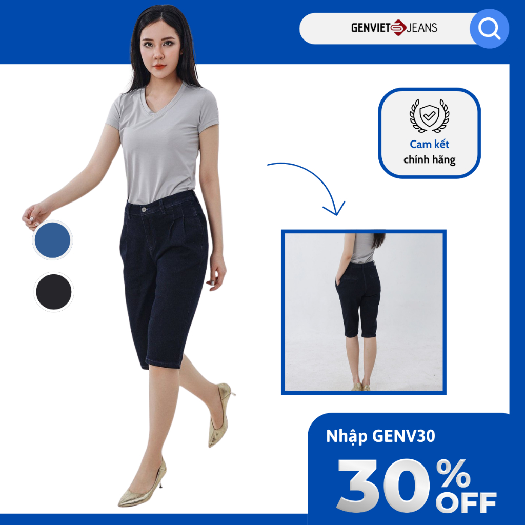 Quần Ngố Nữ Genviet Jeans Col Thụng DQ304J8232