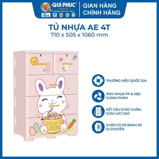  Tủ nhựa 4 tầng AE, 100% nhựa PP và nhựa ABS chính phẩm, tiện nghi, chắc chắn