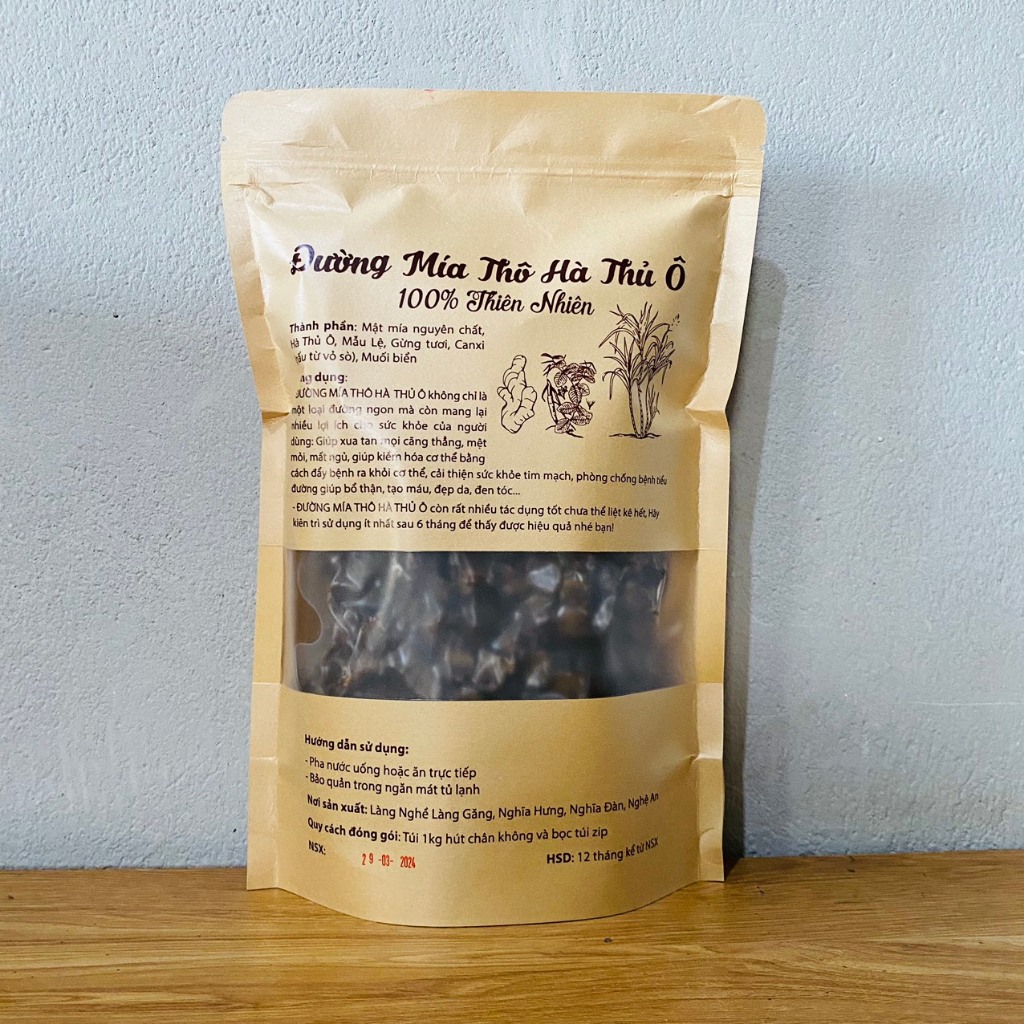  Đường Mía Hà Thủ Ô Đường Hà Thủ Ô Làm Thủ Công Từ Mật Mía Nguyên Chất Và Thảo Dược Tự Nhiên Đóng Túi Zip 1kg 