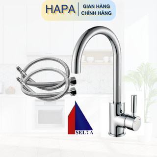 Vòi rửa chén chất liệu đồng mạ crom sáng bóng, vòi rửa bát nóng lạnh cao cấp chính hãng selta
