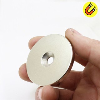 Nam châm tròn có lỗ 50x5mm lỗ 6mm mạ Niken từ tính N35