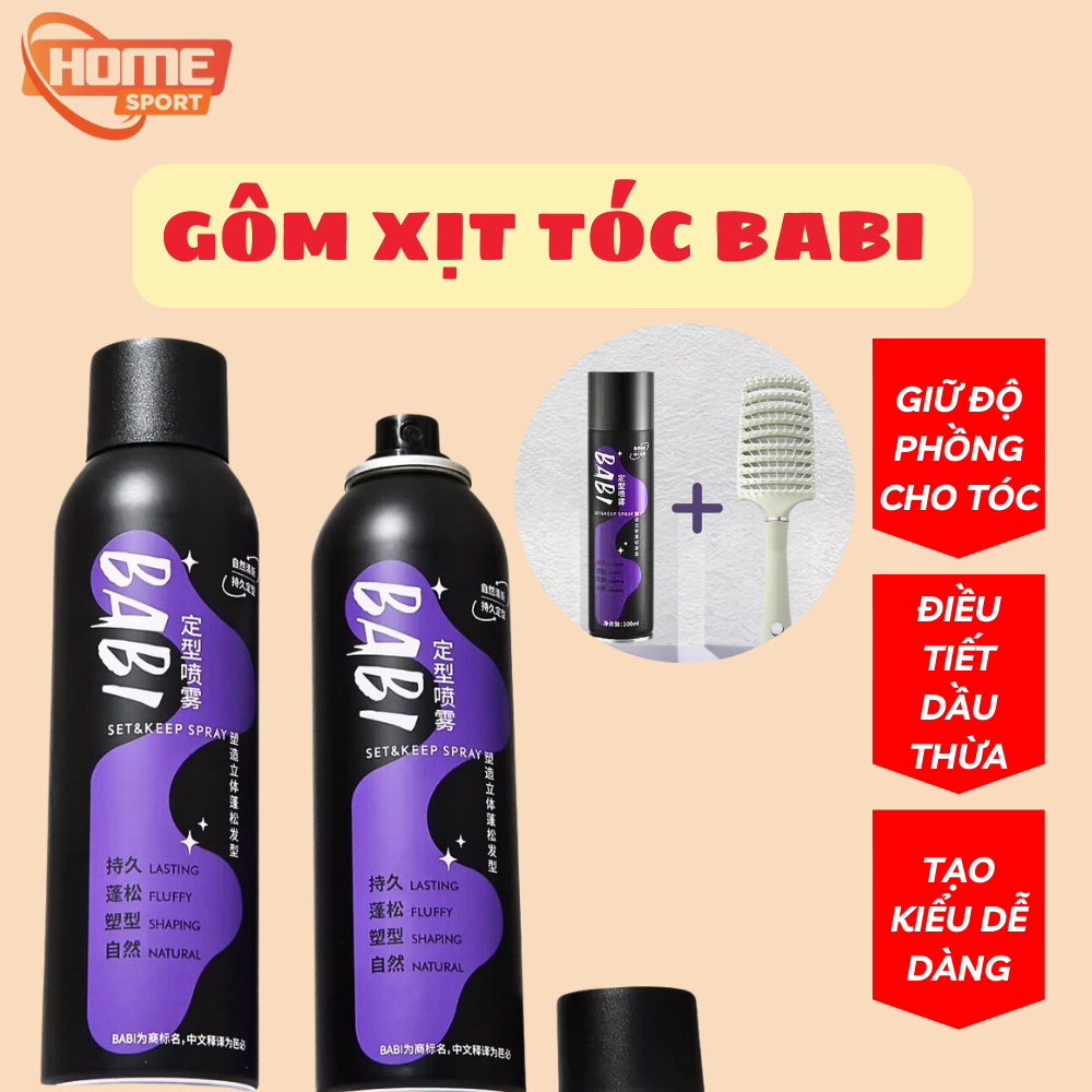 Gôm xịt tạo kiểu tóc BABI, xịt phồng chân tóc, giữ nếp tóc lâu mềm mại, giữ độ phồng bồng bềnh tự nhiên