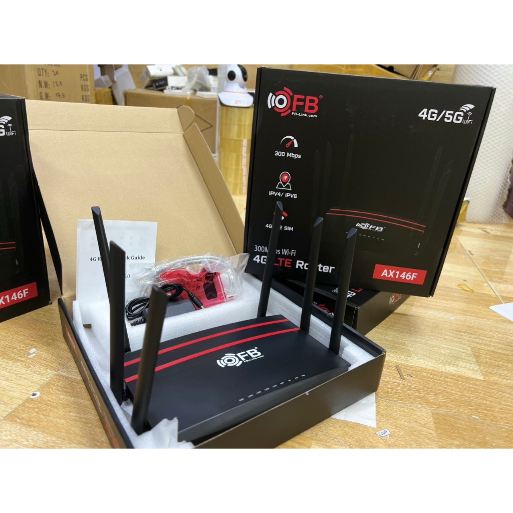 Router Wifi 4G LTE FB-Link AX146F (6 anten, chuyên dùng xe khách, 32 user, 4 LAN)