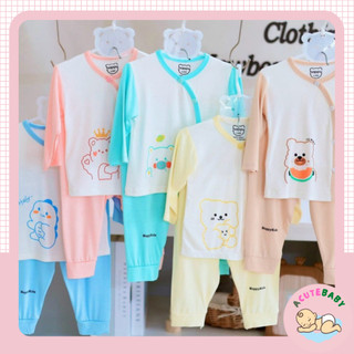 Quần áo sơ sinh bé trai gái bộ thun lạnh dài tay cho bé Acutebaby