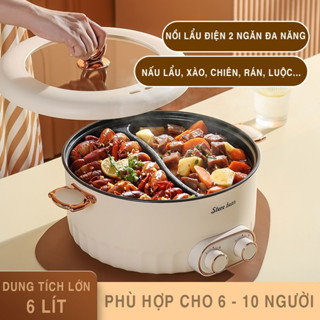  NỒI LẨU ĐIỆN 2 NGĂN ĐA NĂNG CỠ LỚN 6L - ĐIỀU KHIỂN NHIỆT ĐỘ 2 NGĂN ĐỘC LẬP 