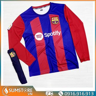 Đồ Đá Banh Barca Dài Tay 2024 - Áo Bóng Đá Cao Cấp