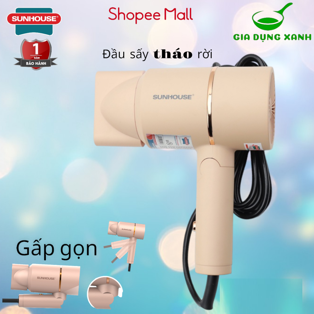 Máy sấy tóc sunhouse SHD2313 ( 2 chế độ sấy nóng + mát) bảo hành 1 năm - cam kết chính hãng
