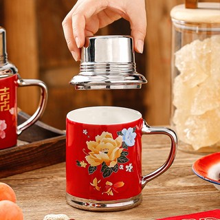 Cốc sứ hình phích nước - phích đỏ mini - cốc uống nước bằng sứ Phong Cách Retro Hoài Cổ Độc Đáo Dung Tích 460ml.