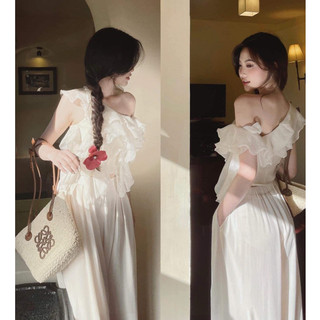 Đầm váy nữ dáng dài phom suông rộng dáng maxi, Váy ren nữ dài tay dáng rộng babydoll thiết kế cao cấp
