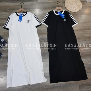 Đầm váy midi das phối sọc 2 màu đen trắng hàng xuất dư xịn