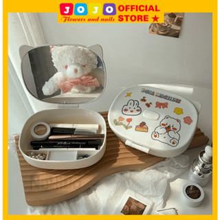 Gương Trang Điểm Để Bàn, Hộp Đựng Mỹ Phẩm Đồ Trang Sức có thể gấp lại Tiện Sử Dụng, Túi Đựng Mỹ Phẩm cá nhân