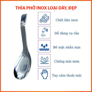 Thìa ăn phở, muỗng ăn cơm, inox không gỉ ,cán dày sáng bóng, cầm chắc tay dài 16.5cm