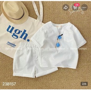 Bộ đũi trơn cổ V cho bé trai