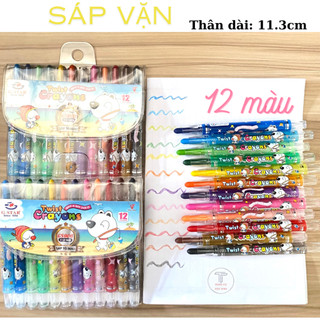 Vì 12 cây bút sáp tô màu dạng vặn có hình trên thân GS-906 hiệu GSTAR chính hãng, tiện lợi