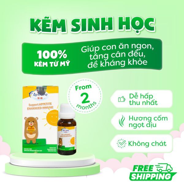 Kẽm cho bé Avisure ZiO công nghệ Mỹ giúp bé ăn ngon, tăng cường sức đề kháng vị cốm dễ uống
