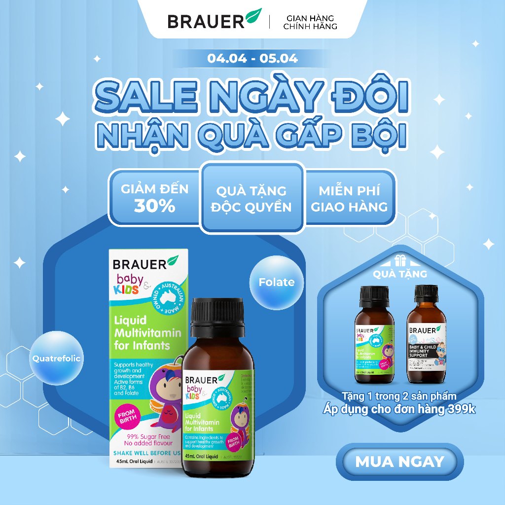 Siro BRAUER Liquid Multivitamin for Infants - Vitamin Tổng Hợp cho trẻ sơ sinh (45ml)