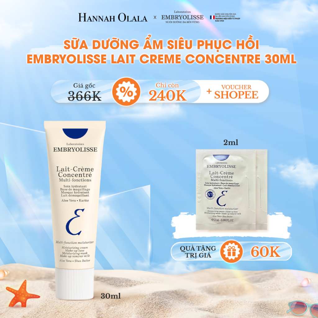 [HANNAH x EMB] Sữa Dưỡng Ẩm Siêu Phục Hồi Embryolisse Lait Creme Concentre 30ml Tặng 2 Mẫu Thử Lait Creme Concentre 2ml