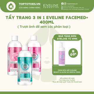 Nước tẩy trang Eveline Facemed+ Micellar 3 in 1 tẩy sạch cho mặt-mắt-môi, giữ ẩm cho da