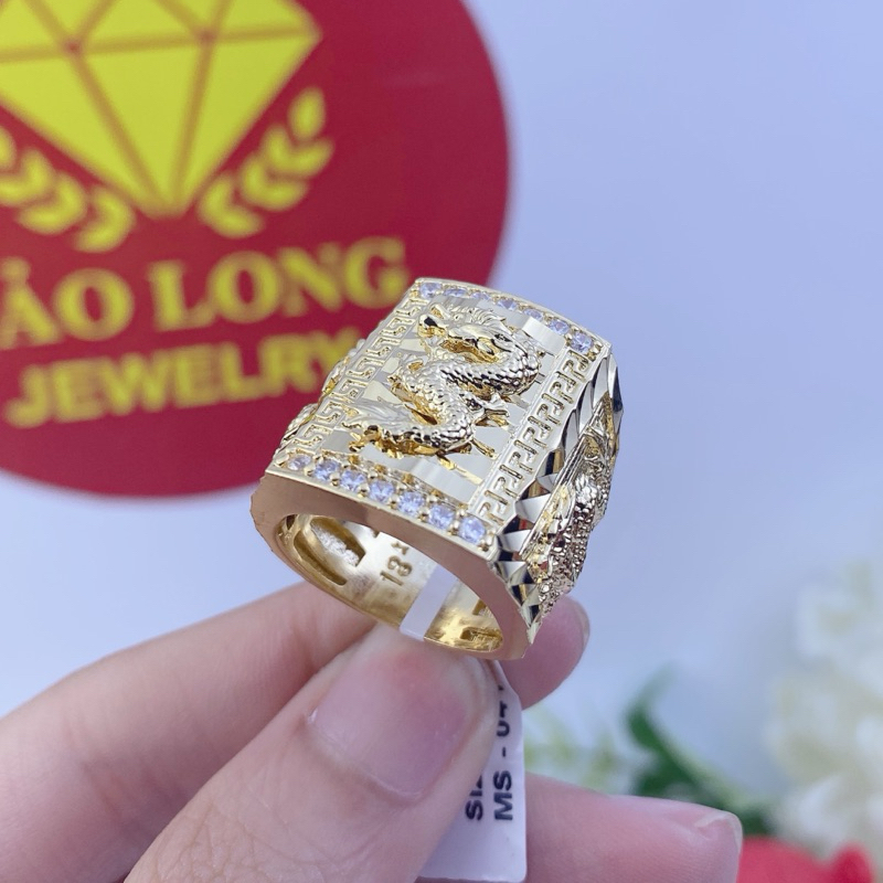 Nhẫn Nam Rồng Hoàng Đế Mạ Vàng 18k Có Ký Hiệu Có Lót Lòng Bền Đẹp, Sang Trọng