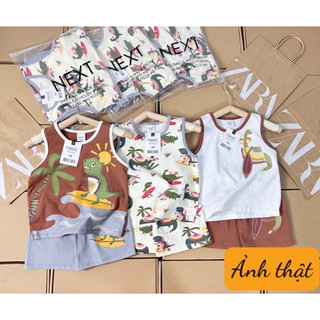 Set 3 bộ ba lỗ bé trai khủng long nâu