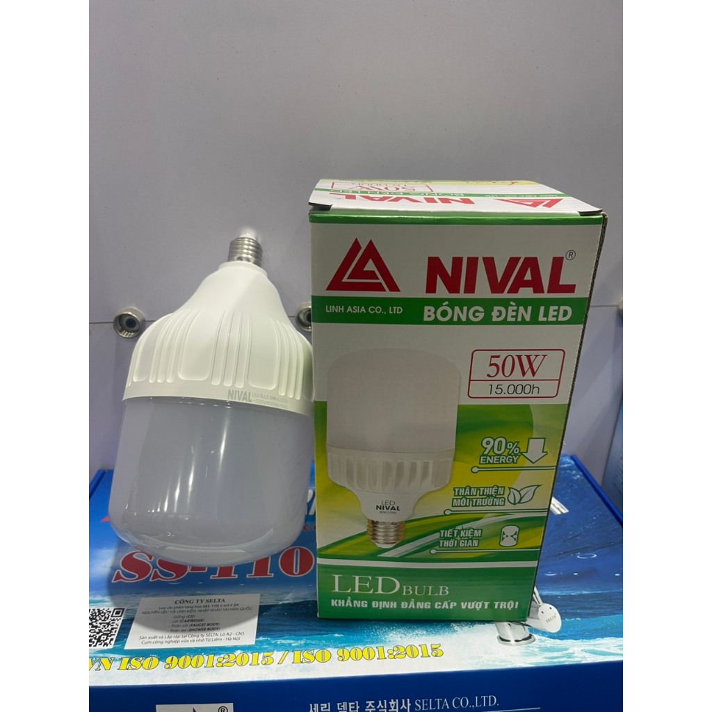 Bóng Đèn Led - Bóng Đèn Đui Xoáy - Cao Cấp Nival 50w trắng