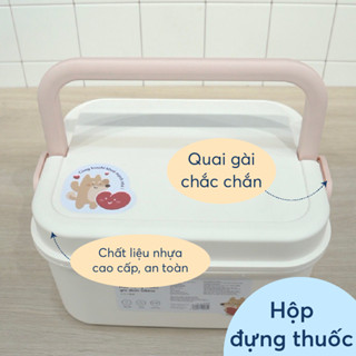 Hộp đựng thuốc gia đình Inochi, chia ngăn tiện lợi, quai cài chắc chắn, nhựa PP an toàn, bền đẹp