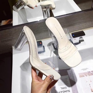 Dép cao gót 2 quai Trong Suốt bassci Gót Mika thẳng 9p | GiayXinhXinh.Store