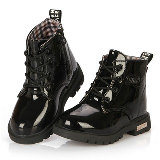 Giày thể thao cao cổ bé trai bé gái hot trend 2024 mẫu boot trẻ em cổ thấp đen da bóng năng động cá tính thời trang GC10